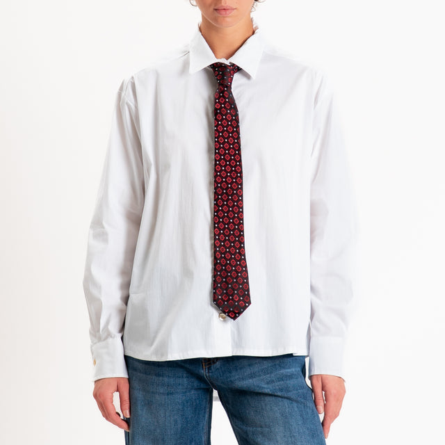 Tensione in-Camicia con cravatta fantasia - bianco/vino