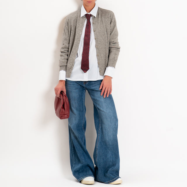 Tensione in-Camicia con cravatta fantasia - bianco/vino