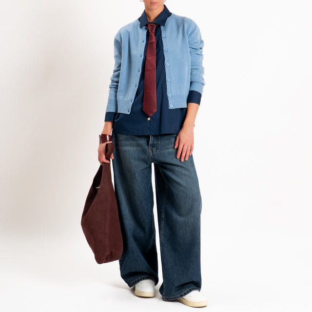Tensione in-Camicia con cravatta fantasia - blu/vino