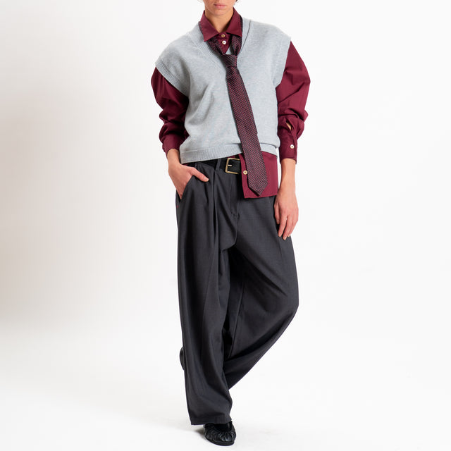 Tensione in-Camicia con cravatta fantasia - bordeaux/nero