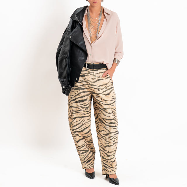 Tensione in-Pantalone cargo balloon zebrato - beige/nero