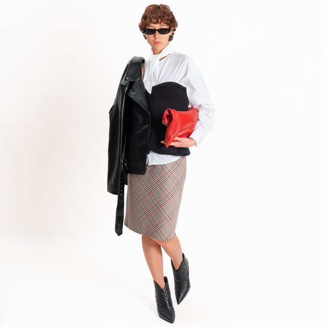 Tensione in-Gonna check elastico in vita - beige/nero/red
