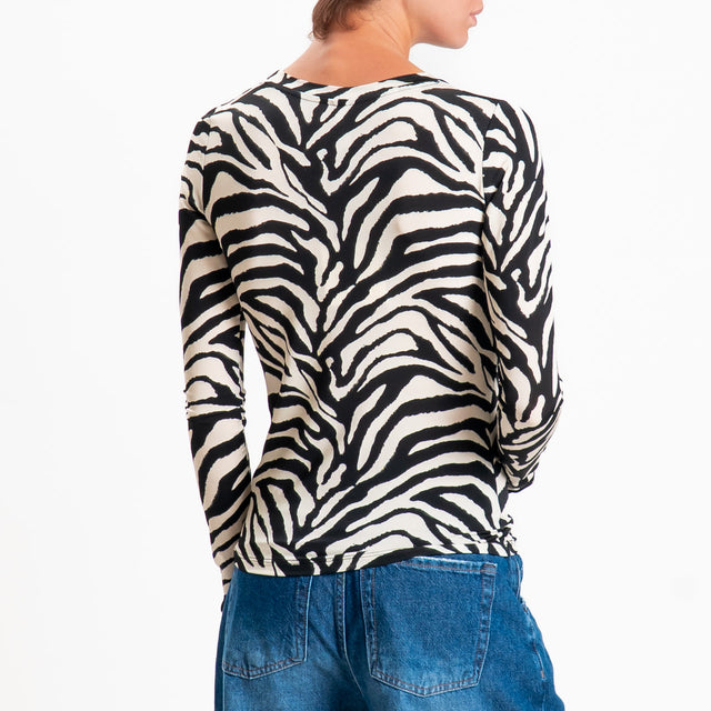 Tensione in-T-shirt fantasia zebrata - burro/nero