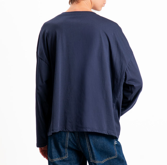 Tensione in-T-shirt over stampa topolino - blu