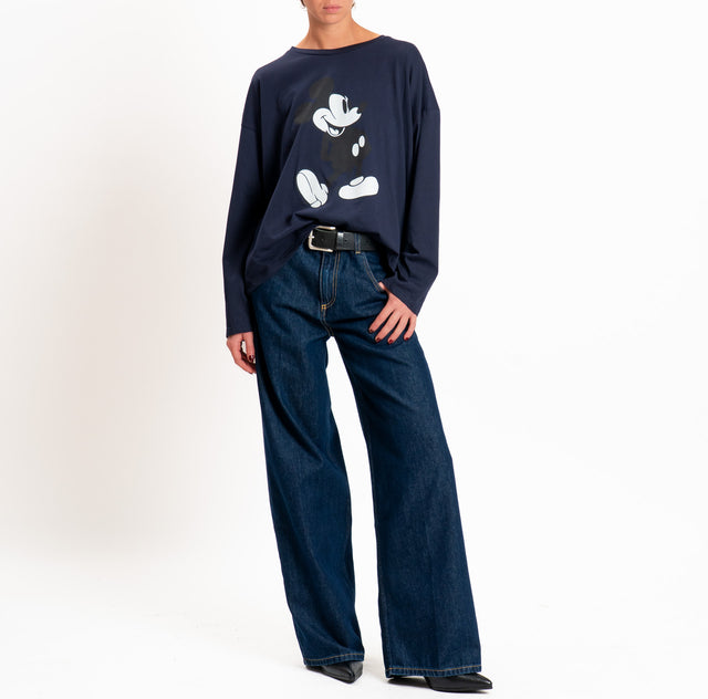 Tensione in-T-shirt over stampa topolino - blu