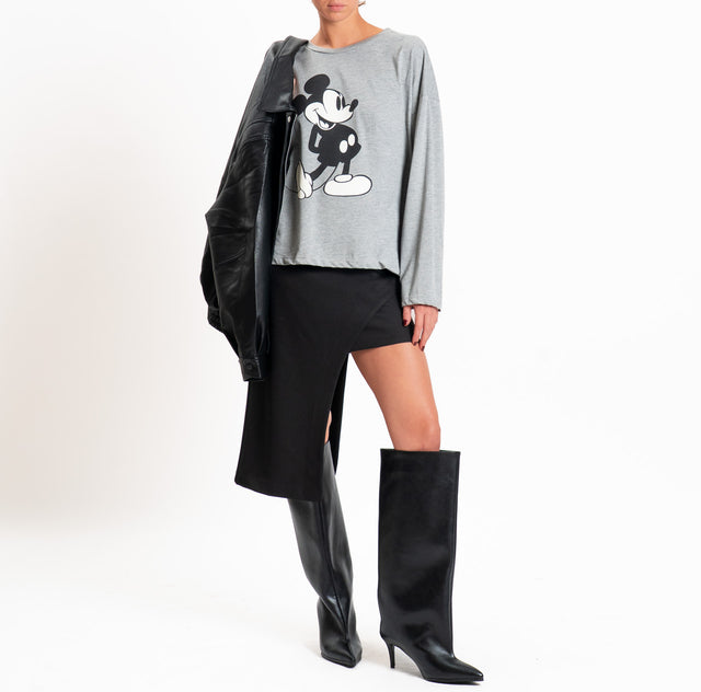 Tensione in-T-shirt over stampa topolino - grigio
