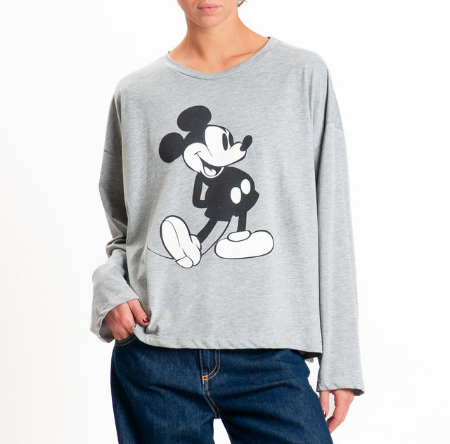 Tensione in-T-shirt over stampa topolino - grigio