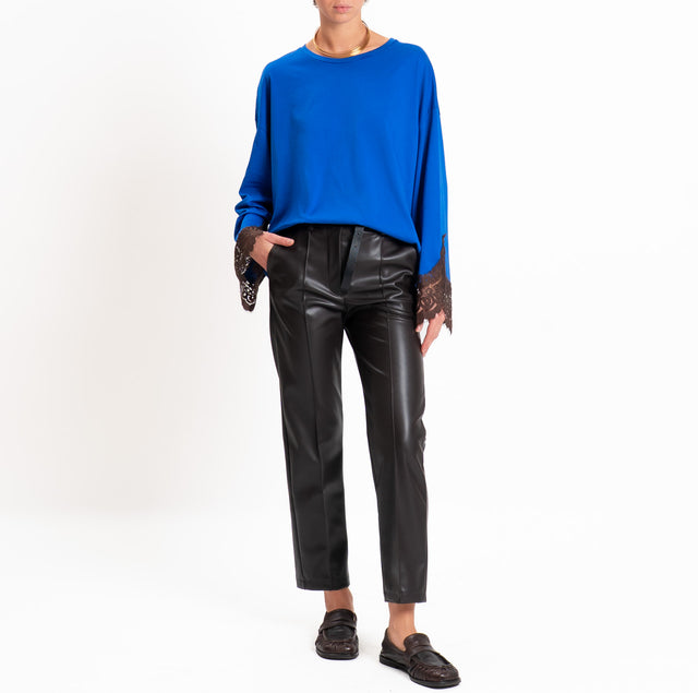Tensione in-T-shirt oversize girocollo con maniche - royal/moro