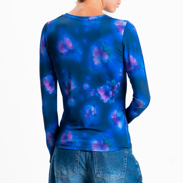 Tensione in-T-shirt fantasia floreale - bluette/viola