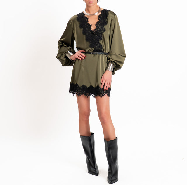 Tensione in-Abito satin con pizzo - militare