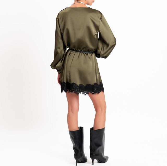 Tensione in-Abito satin con pizzo - militare
