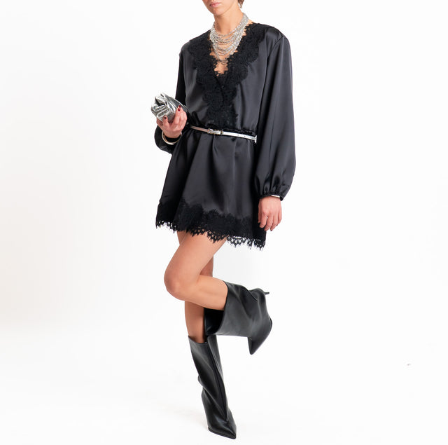 Tensione in-Abito satin con pizzo - nero