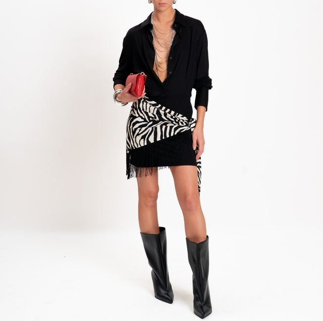 Tensione in-Jersey dress with zebra-print sarong - black/milk/black