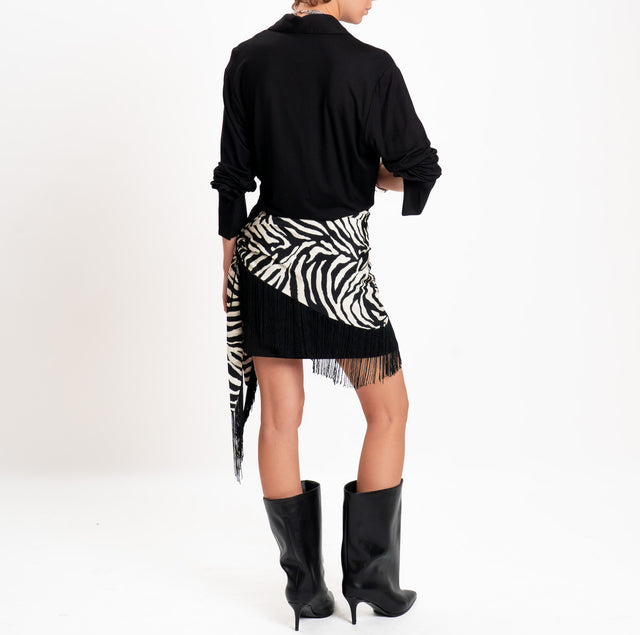 Tensione in-Jersey dress with zebra-print sarong - black/milk/black