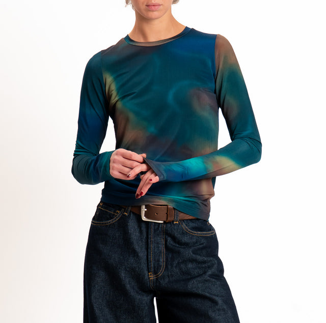 Tensione in-T-shirt fantasia sfumata - ottanio/moro