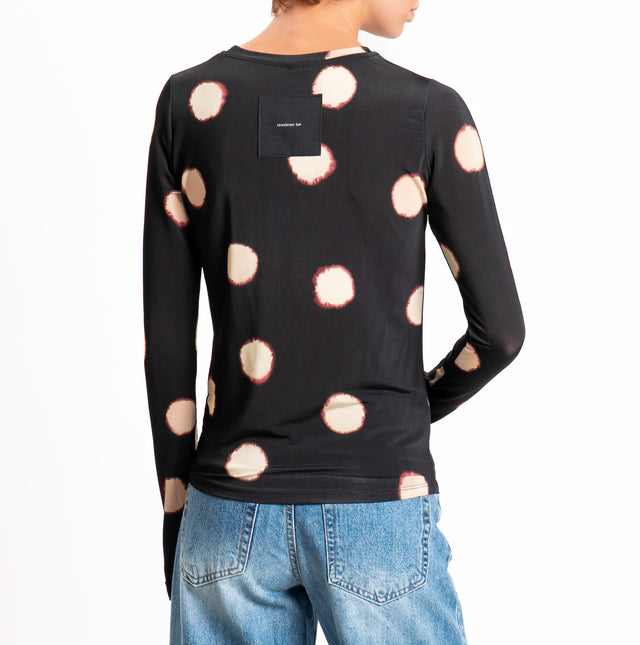 Tensione in-T-shirt fantasia pois - nero/burro/vino