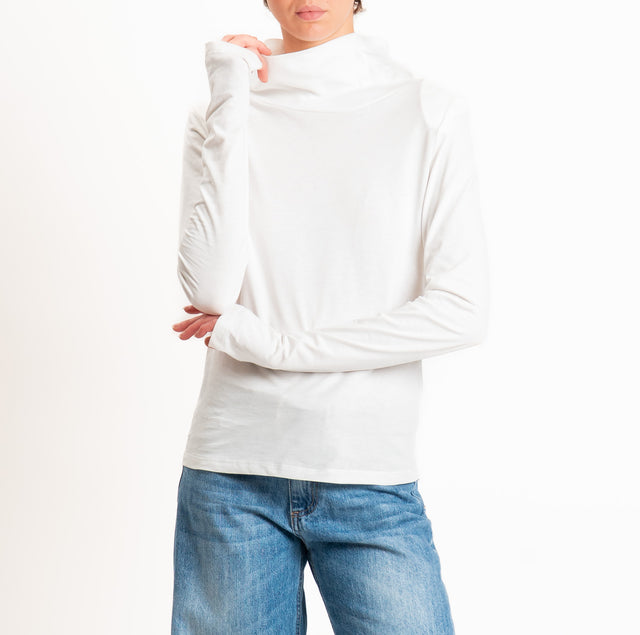 Tensione in-T-shirt oversize collo montato - latte