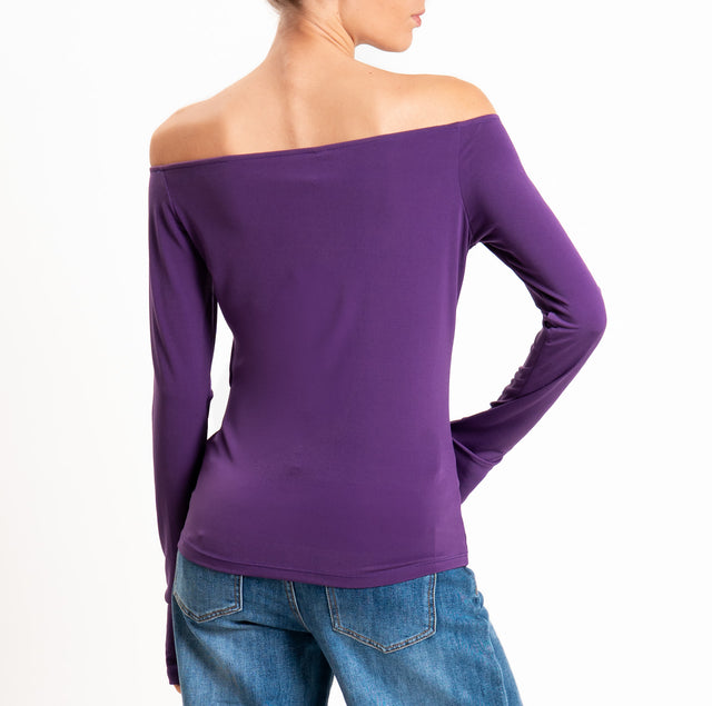 Tensione in-T-shirt in jersey collo shiffer - viola