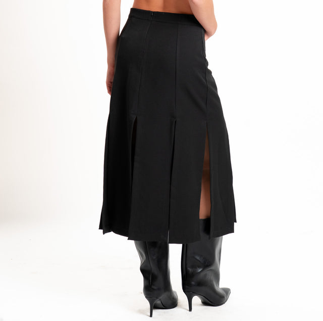 Tensione in-Gonna con spacchi applicazioni cabochon - nero