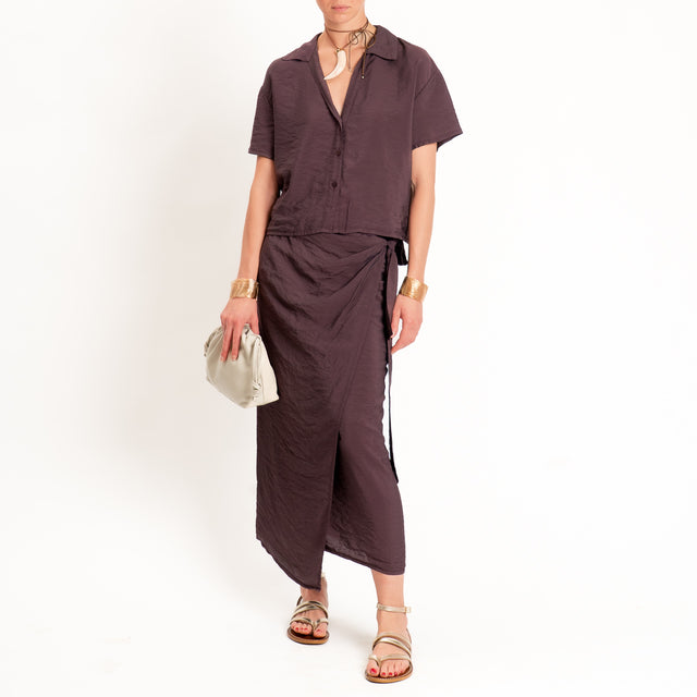 Tensione in-Camicia crop goffrata - burgundy