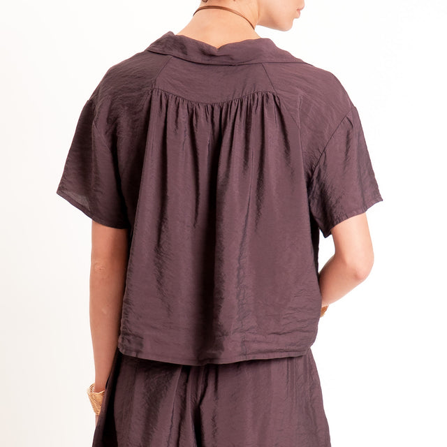 Tensione in-Camicia crop goffrata - burgundy