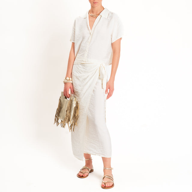 Tensione in-Camicia crop goffrata - burro