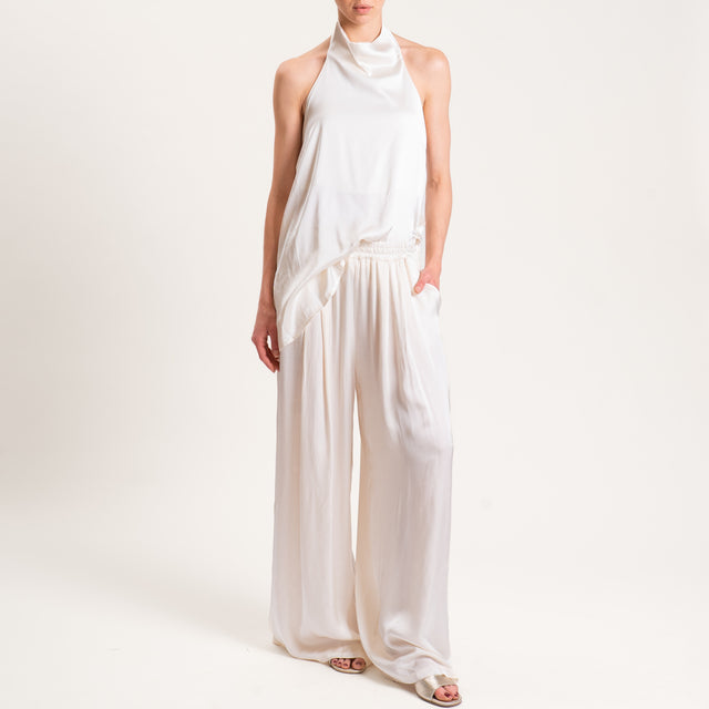 Tensione in-Pantalone satin elastico in vita - burro