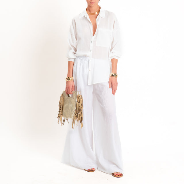 Tensione in-Pantaloni in mussola elastico in vita - Bianco