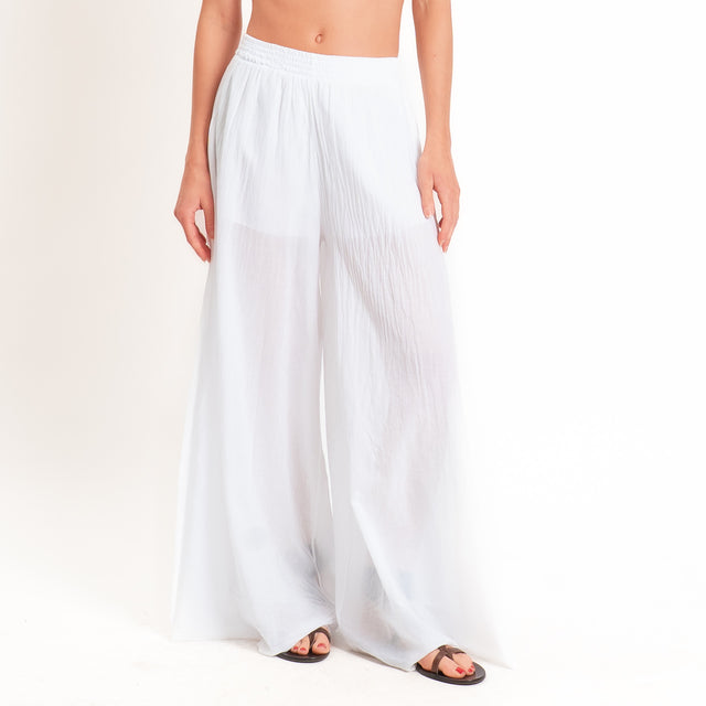 Tensione in-Pantaloni in mussola elastico in vita - Bianco
