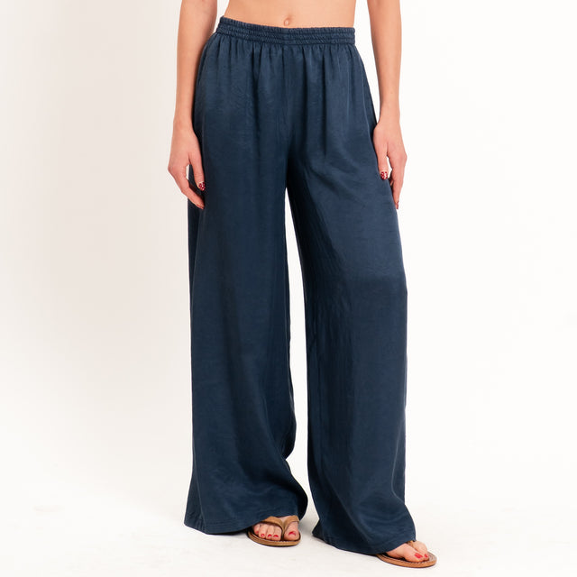 Tensione in-Pantalone cupro elastico in vita - blu