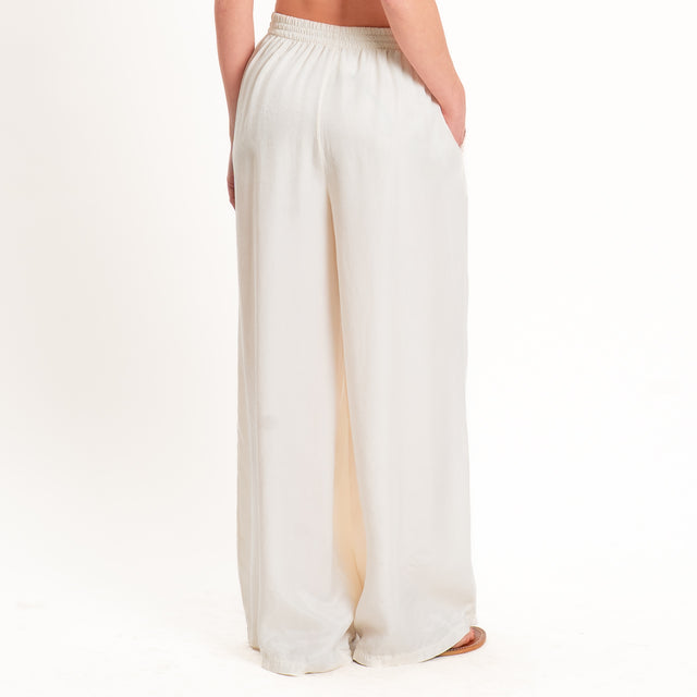 Tensione in-Pantalone cupro elastico in vita - burro