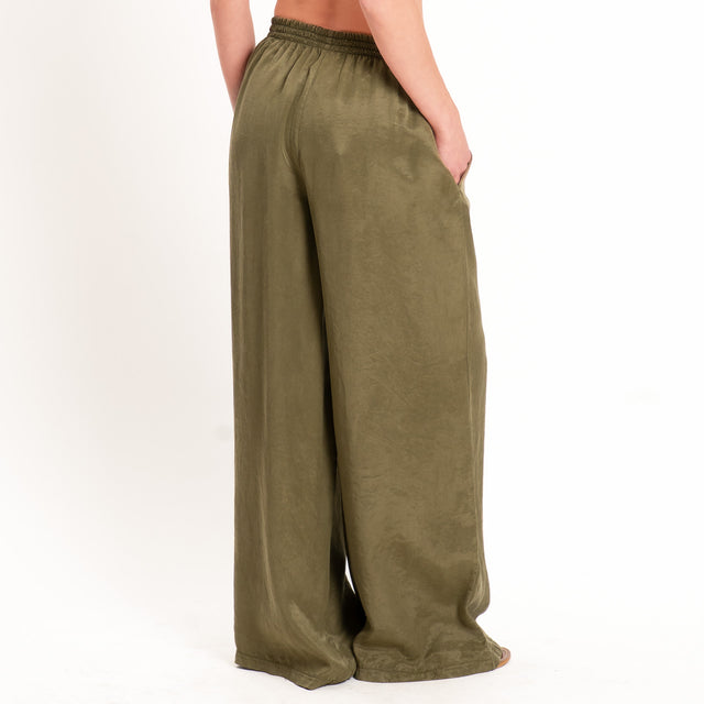 Tensione in-Pantalone cupro elastico in vita - militare