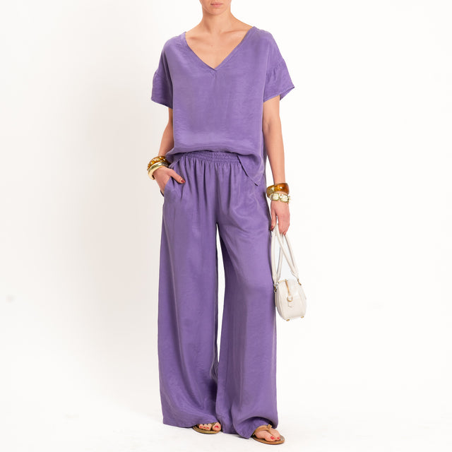 Tensione in-Pantalone cupro elastico in vita - violet