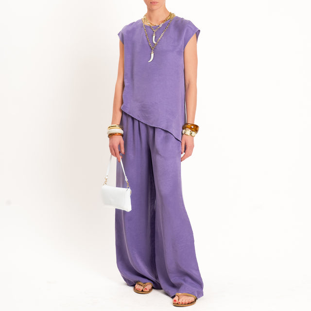 Tensione in-Pantalone cupro elastico in vita - violet