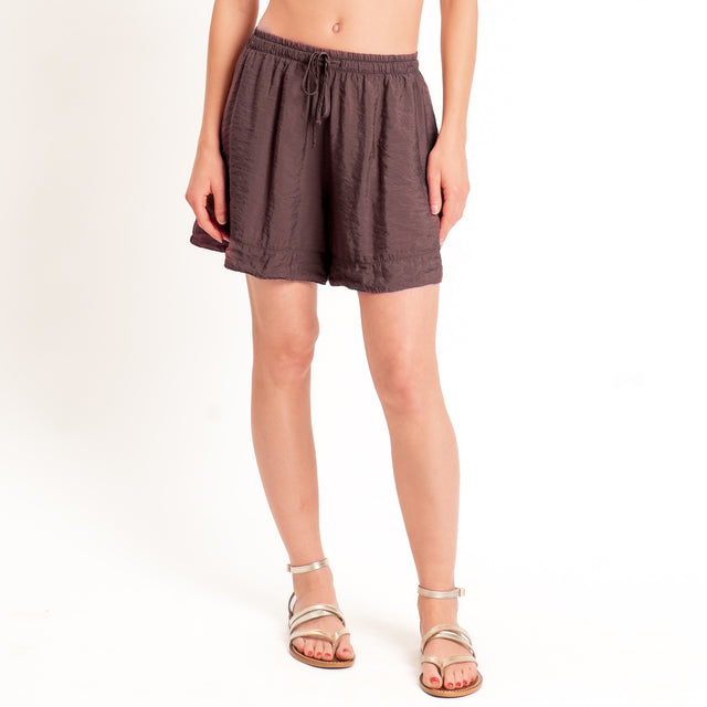 Tensione in-Shorts goffrato con coulisse - burgundy