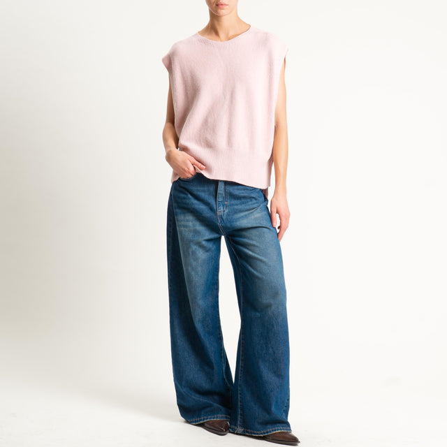 Tensione in-Maglia smanicata bottoni laterali - rosa
