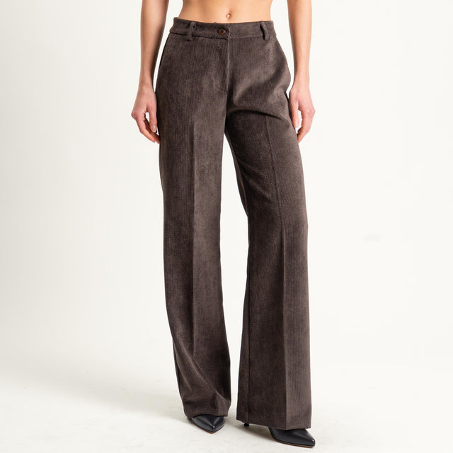 Tensione in-Pantalone velluto 500 righe tessuto elasticizzato - moro