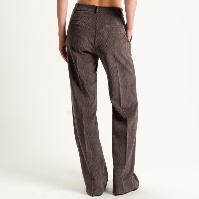 Tensione in-Pantalone velluto 500 righe tessuto elasticizzato - moro