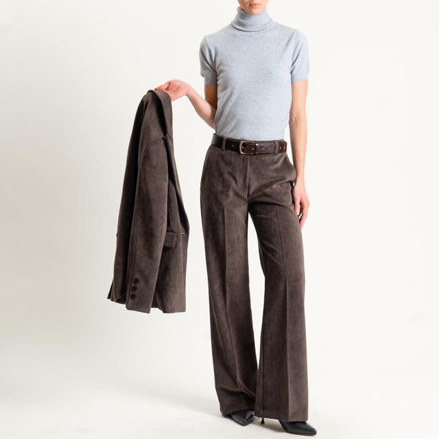 Tensione in-Pantalone velluto 500 righe tessuto elasticizzato - moro