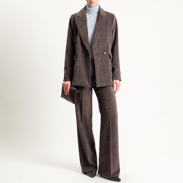 Tensione in-Pantalone velluto 500 righe tessuto elasticizzato - moro