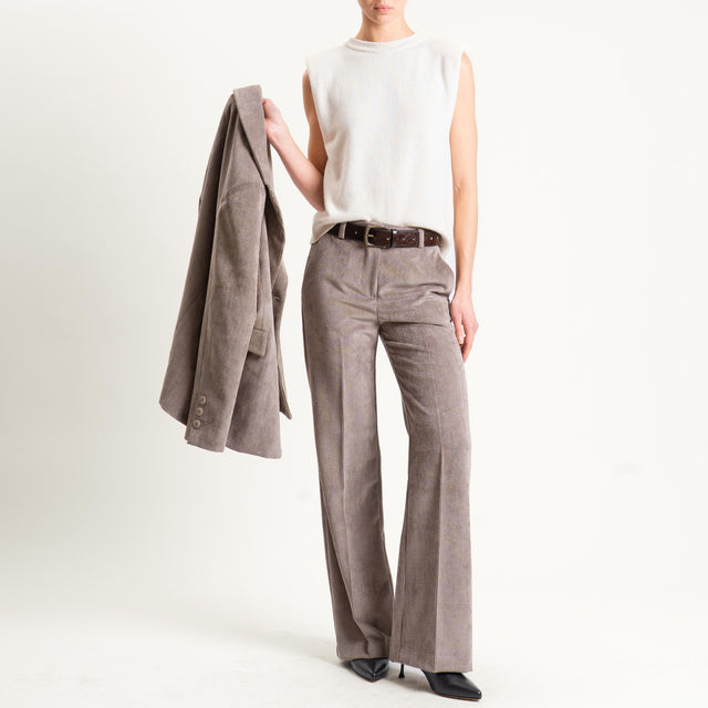 Tensione in-Pantalone velluto 500 righe tessuto elasticizzato - tortora