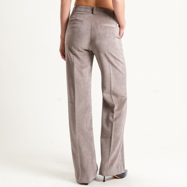 Tensione in-Pantalone velluto 500 righe tessuto elasticizzato - tortora