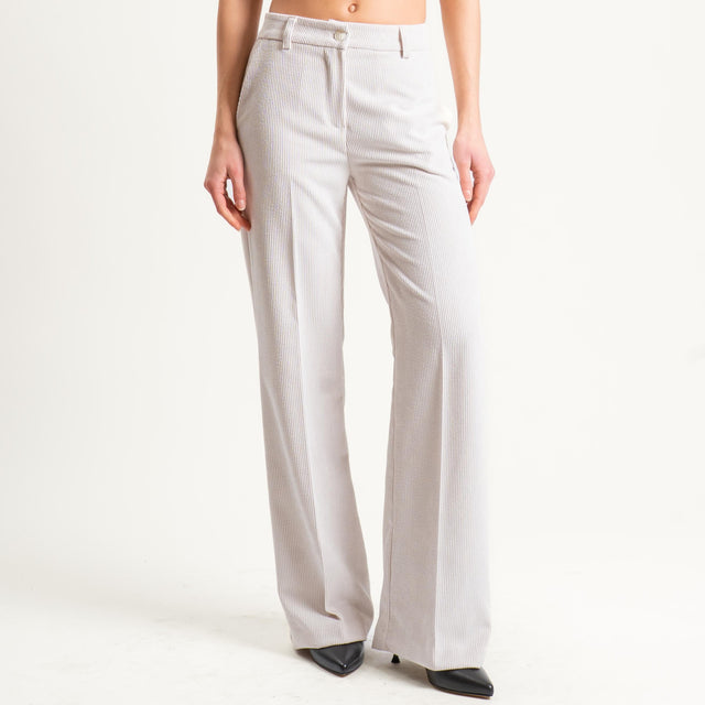 Tensione in-Pantalone velluto 500 righe tessuto elasticizzato - panna