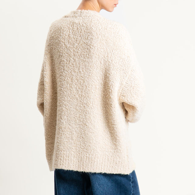 Tensione in-Cardigan bouclè misto alpaca - burro