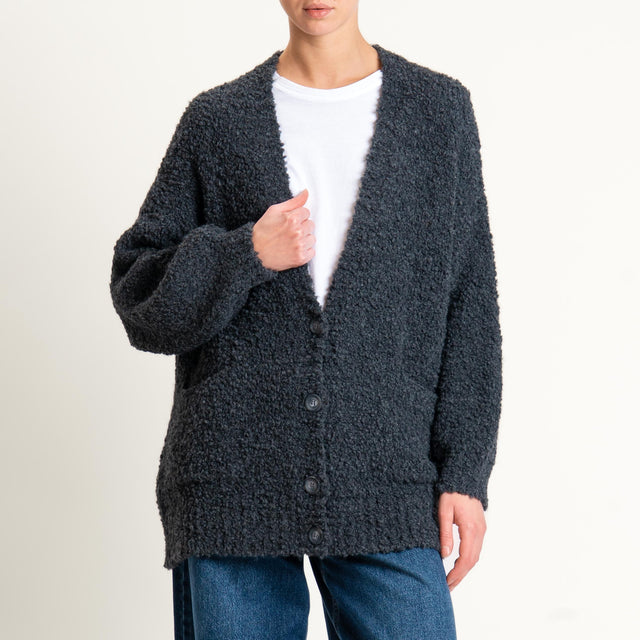 Tensione in-Cardigan bouclè misto alpaca - grigio