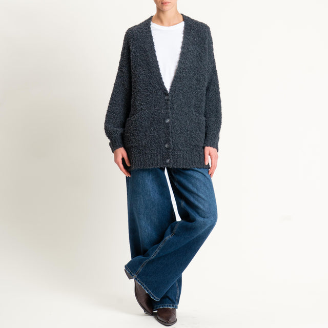 Tensione in-Cardigan bouclè misto alpaca - grigio