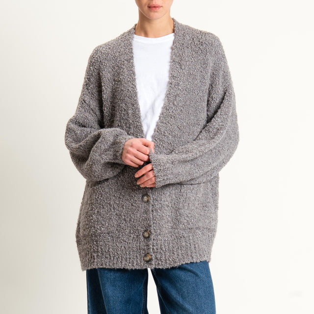 Tensione in-Cardigan bouclè misto alpaca - mastice