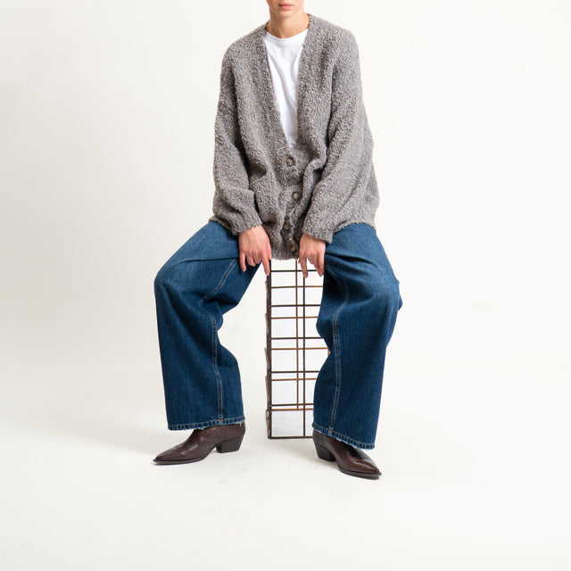 Tensione in-Cardigan bouclè misto alpaca - mastice