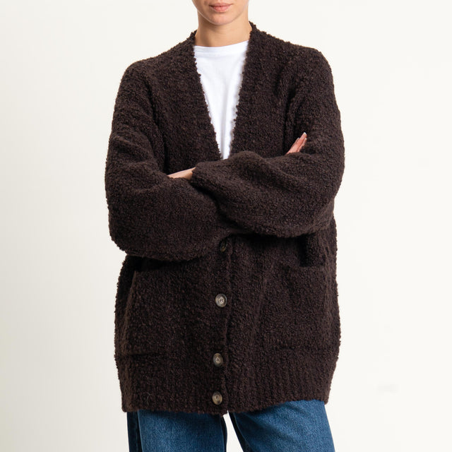 Tensione in-Cardigan bouclè misto alpaca - moro