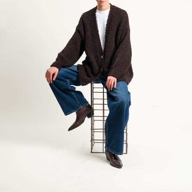 Tensione in-Cardigan bouclè misto alpaca - moro